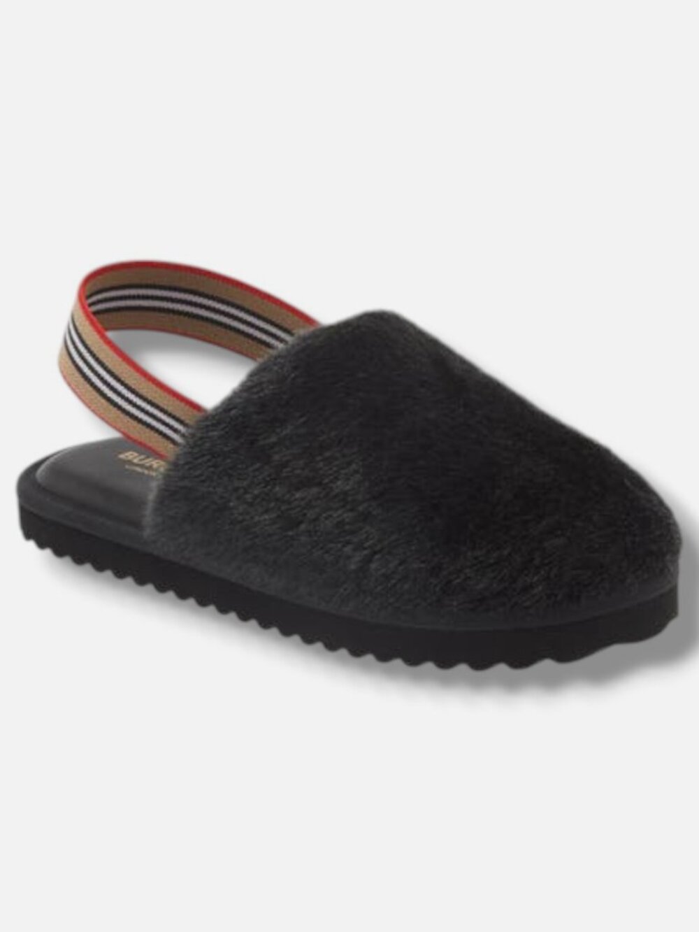 Burberry Toddler Girls Black Litherton Faux-Fur Slingback Sandals Shoes Size 30
